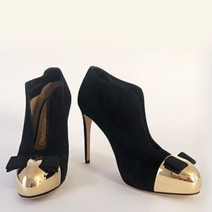 Salvatore Ferragamo Noyal Meta bow Platform Suede Shoes